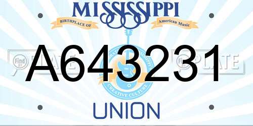 A643231 Mississippi License Plate