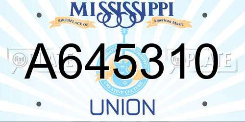 A645310 Mississippi License Plate