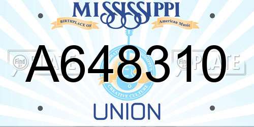 A648310 Mississippi License Plate