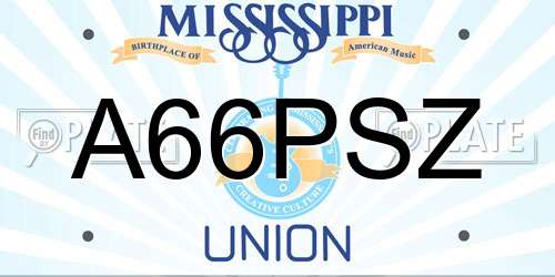 A66PSZ Mississippi License Plate