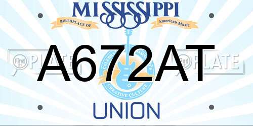 A672AT Mississippi License Plate