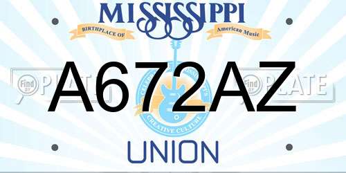 A672AZ Mississippi License Plate