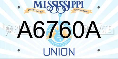 A6760A Mississippi License Plate