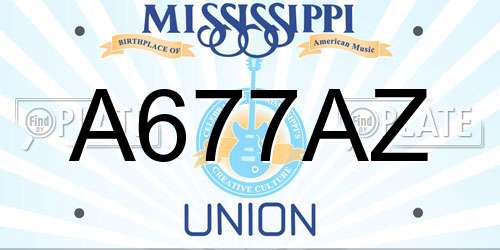 A677AZ Mississippi License Plate