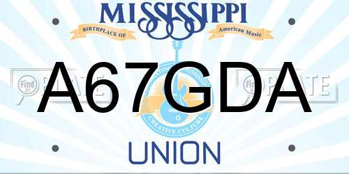 A67GDA Mississippi License Plate