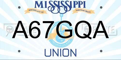 A67GQA Mississippi License Plate