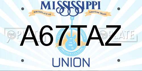 A67TAZ Mississippi License Plate