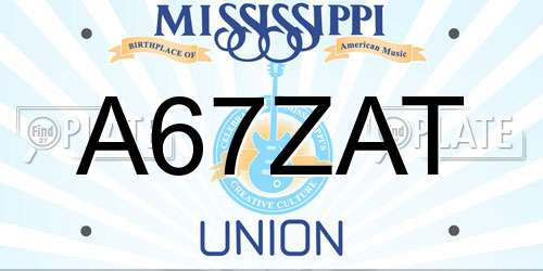 A67ZAT Mississippi License Plate