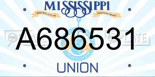A686531 Mississippi License Plate