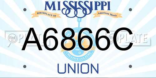 A6866C Mississippi License Plate