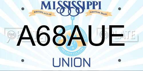 A68AUE Mississippi License Plate