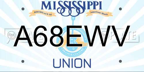 A68EWV Mississippi License Plate