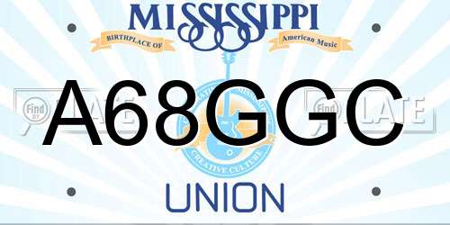 A68GGC Mississippi License Plate