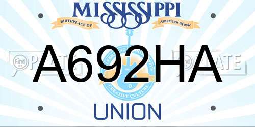 A692HA Mississippi License Plate