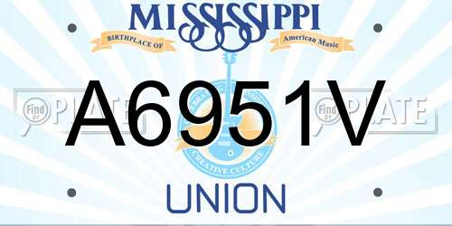 A6951V Mississippi License Plate