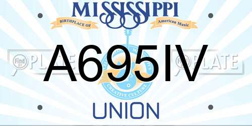 A695IV Mississippi License Plate