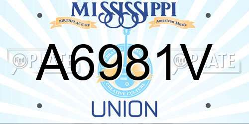 A6981V Mississippi License Plate