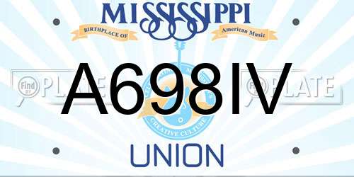 A698IV Mississippi License Plate