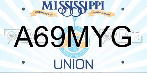 A69MYG Mississippi License Plate