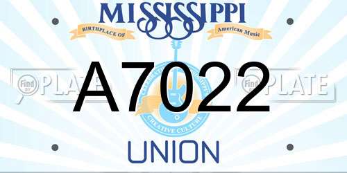 A7022 Mississippi License Plate