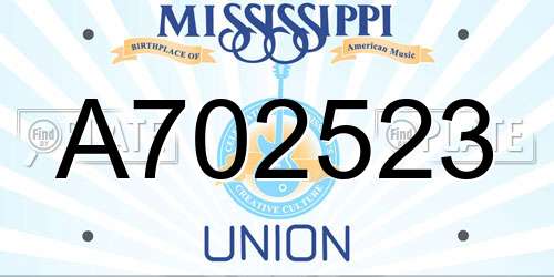A702523 Mississippi License Plate