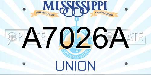 A7026A Mississippi License Plate