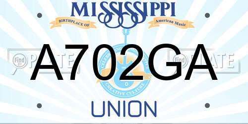 A702GA Mississippi License Plate