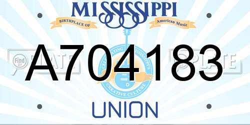 A704183 Mississippi License Plate