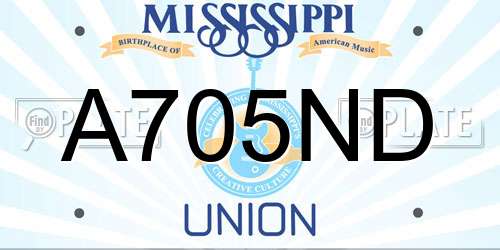 A705ND Mississippi License Plate