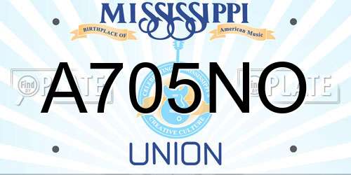 A705NO Mississippi License Plate