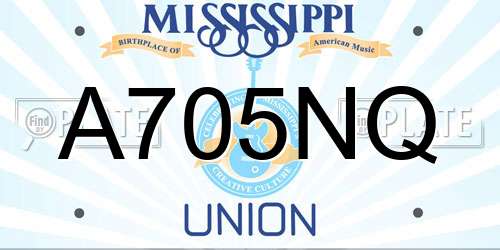 A705NQ Mississippi License Plate