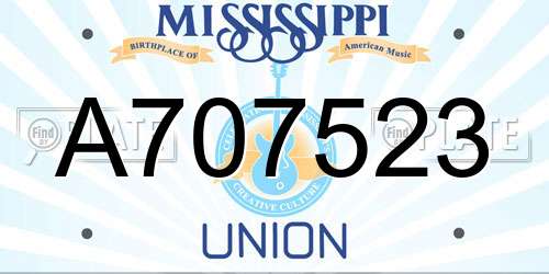 A707523 Mississippi License Plate