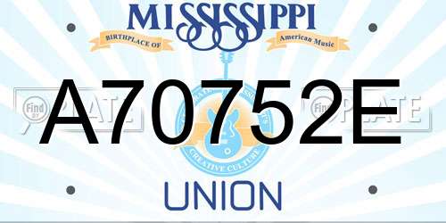 A70752E Mississippi License Plate