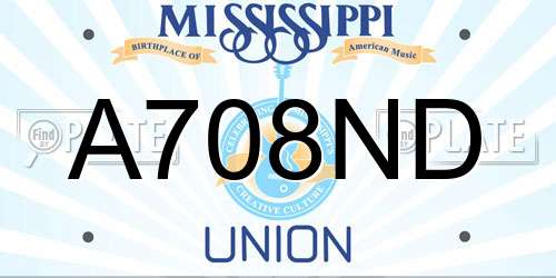 A708ND Mississippi License Plate