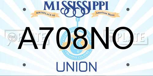 A708NO Mississippi License Plate