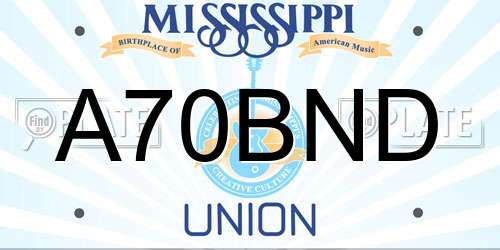 A70BND Mississippi License Plate