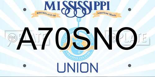 A70SNO Mississippi License Plate