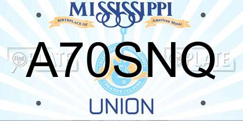 A70SNQ Mississippi License Plate