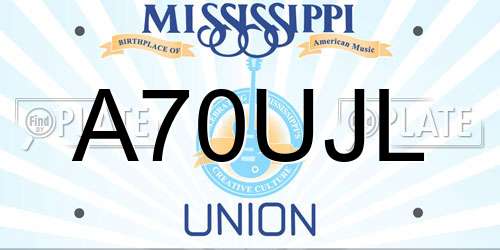 A70UJL Mississippi License Plate