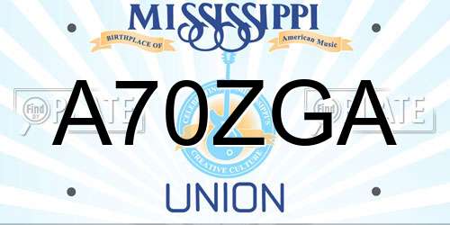 A70ZGA Mississippi License Plate