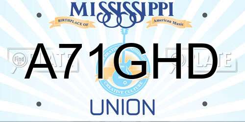 A71GHD Mississippi License Plate