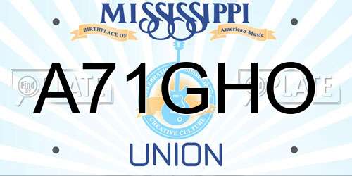 A71GHO Mississippi License Plate