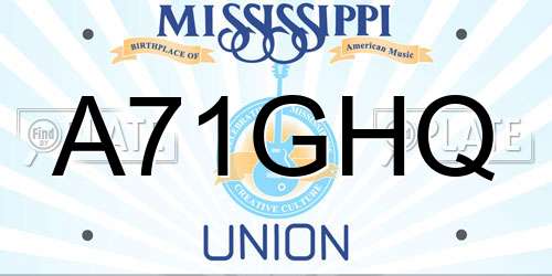 A71GHQ Mississippi License Plate