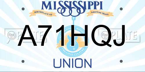 A71HQJ Mississippi License Plate