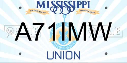 A71IMW Mississippi License Plate