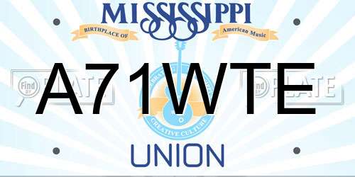 A71WTE Mississippi License Plate