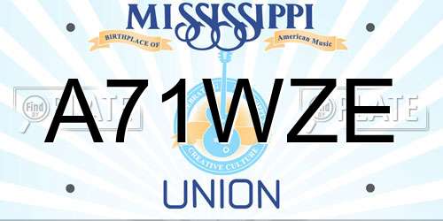 A71WZE Mississippi License Plate