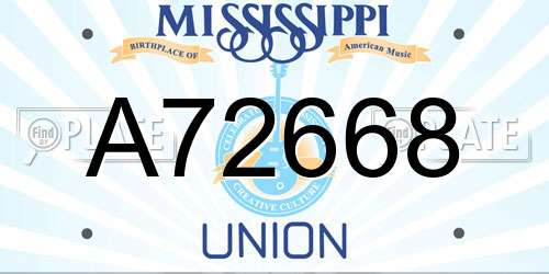 A72668 Mississippi License Plate