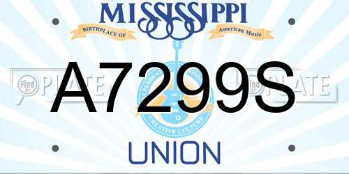 A7299S Mississippi License Plate