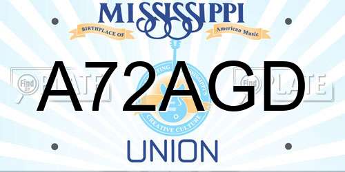 A72AGD Mississippi License Plate
